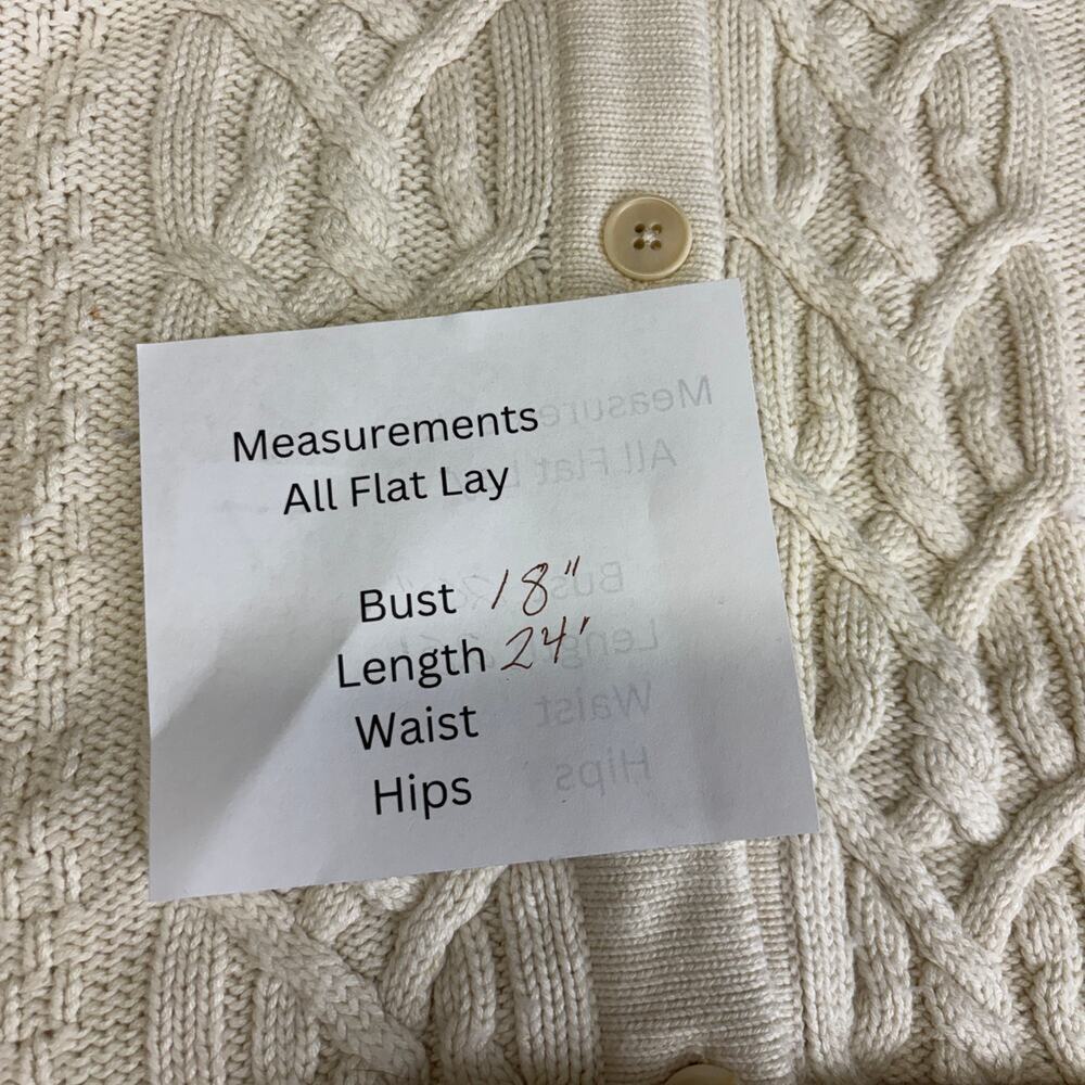 Talbots Cable-Knit Belted Cardigan Cream Shawl Collar Tie Waist Women Small - Picture 8 of 8